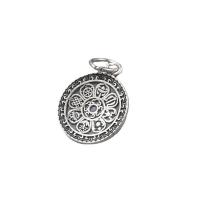 Thailand Sterling Silver Pendants, Flat Round, Antique finish, DIY, silver color Approx 4mm 