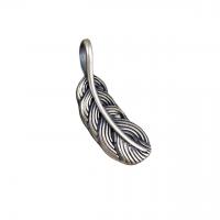 Thailand Sterling Silver Pendant, Feather, Antique finish, DIY, silver color Approx 4mm 