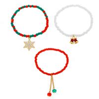 Pulsera de Navidad de la aleación de zinc, con Seedbead, chapado en color de plata, Diseño de Navidad & tres piezas & Joyería & para mujer & esmalte, multicolor, longitud:18 cm, Vendido por Set