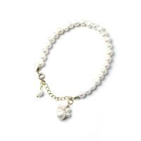 Kultivierten Süßwasser Perle Messing Armband, mit Natürliche kultivierte Süßwasserperlen, mit Verlängerungskettchen von 5, Modeschmuck & verschiedene Stile für Wahl & für Frau, Länge:15 cm, verkauft von PC