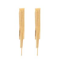 Moda flecos pendientes, acero inoxidable 304, Recubrimiento iónico al vacío, Joyería & para mujer, dorado, 113x13mm, Vendido por Par