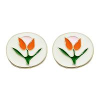 Zinc Alloy Shank Button, Tulip, gold color plated, DIY & enamel 18mm 