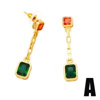 Cubic Zircon Brass Earring, with Cubic Zirconia, gold color plated & for woman 