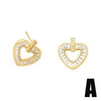 Cubic Zirconia Micro Pave Brass Earring, with Cubic Zirconia, gold color plated & for woman 