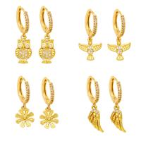 Cubic Zirconia Micro Pave Brass Earring, with Cubic Zirconia, gold color plated & for woman 