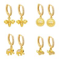 Cubic Zirconia Micro Pave Brass Earring, with Cubic Zirconia, gold color plated & for woman 