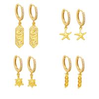 Cubic Zirconia Micro Pave Brass Earring, with Cubic Zirconia, gold color plated & for woman 