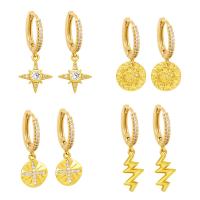 Cubic Zirconia Micro Pave Brass Earring, with Cubic Zirconia, gold color plated & for woman 