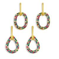 Cubic Zirconia Micro Pave Brass Earring, with Cubic Zirconia, gold color plated & for woman & hollow 