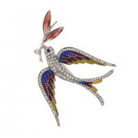 Broche de diamantes de imitación de la aleación de Zinc, Golondrina, chapado en color de platina, unisexo & esmalte & con diamantes de imitación, más colores para la opción, 62x55mm, Vendido por UD