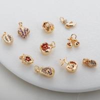 Colgante de Micro Pavé de Zirconía Cúbica, metal, Fruta, chapado en color dorado, Bricolaje & diferentes estilos para la opción & micro arcilla de zirconia cúbica, dorado, Vendido por UD