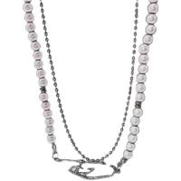 Collier de perles en plastique, alliage de zinc, avec perle de plastique, Double couche & bijoux de mode & pour femme cm, 40 cm, Vendu par PC