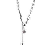 Collar de aleación de cinc con diamantes de imitación, aleación de zinc, con Perlas plásticas, con 5cm extender cadena, chapado en color de plata, Joyería & para mujer, plateado, longitud:40 cm, 12.5 cm, Vendido por UD