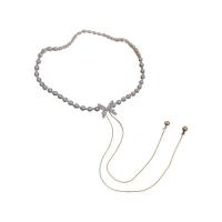 Collier de perles en plastique, alliage de zinc, avec perle de plastique, papillon, Placage de couleur d'or, bijoux de mode & réglable & pour femme & avec strass cm, Vendu par PC