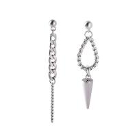 Boucles d'oreilles en acier titane, avec alliage de zinc, Placage de couleur argentée, bijoux de mode & unisexe, argent, 40mm,45mm, Vendu par paire