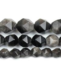 Silver+Obsidian Perle, DIY & verschiedene Größen vorhanden & facettierte, verkauft von Strang