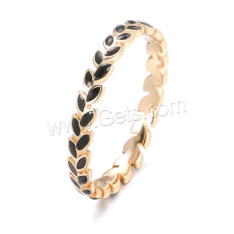 Brass Finger Ring, Leaf, rose gold color plated, different size for choice & for woman & enamel, more colors for choice, 3mm, US Ring Size:6-10, Sold By PC