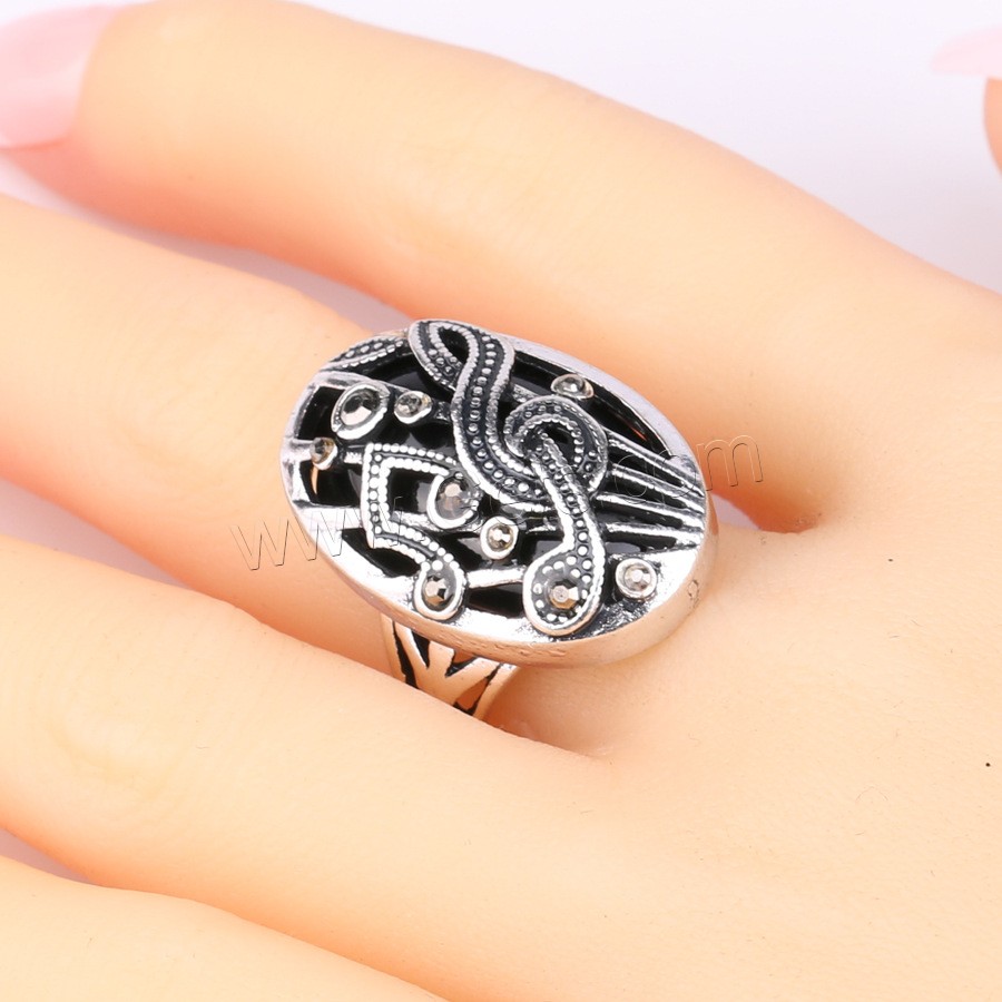 Resin Zinc Alloy Finger Ring, with Resin, Geometrical Pattern, antique silver color plated, different size for choice & for woman & with rhinestone & hollow, more colors for choice, 26mm, US Ring Size:7-10, Sold By PC