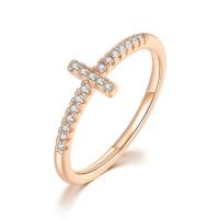 Cubic Zirconia Micro Pave Brass Finger Ring, Cross, plated & micro pave cubic zirconia & for woman US Ring 