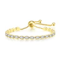 Cubic Zirconia Micro Pave Brass Bracelet, plated, micro pave cubic zirconia & for woman Approx 9.8 Inch 