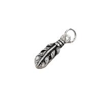 Pendentif en argent massif de Bali, Thaïlande, forme de plume, Finition antique, DIY & styles différents pour le choix, argent Environ 4mm, Vendu par PC