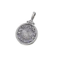 Thaïlande Pendentif, Plat rond, Finition antique, DIY, argent Environ 3mm, Vendu par PC