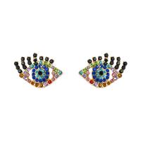 Zinc alliage strass Stud Earring, alliage de zinc, bijoux de mode & pour femme & avec strass, plus de couleurs à choisir Vendu par paire