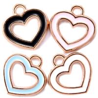 Zinc Alloy Enamel Pendants, Heart, gold color plated, Unisex & hollow Approx 