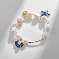 Kultivierten Süßwasser Perle Messing Armband, mit Natürliche kultivierte Süßwasserperlen, Plating Champagner Gold, Modeschmuck & für Frau, 7cm, verkauft von PC