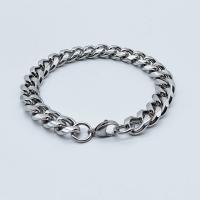 Stainless Steel Chain Bracelets, 316L Stainless Steel, electrolyzation  & for man, original color 