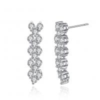 Cubic Zirconia Micro Pave Brass Earring, platinum plated, micro pave cubic zirconia & for woman 