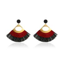 Fashion Tassel Earring, Zinc Alloy, with Polyester Yarns, gold color plated, fashion jewelry & for woman 