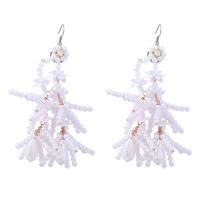 Boucle d'oreille en alliage de zinc en plastique perle, avec Plastique ABS perle, bijoux de mode & pour femme, blanc Vendu par paire