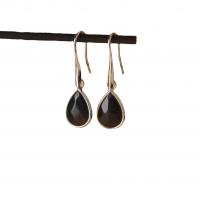 Gemstone Drop Earring, Natural Stone, with Brass, Teardrop, plated, for woman & faceted 