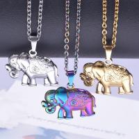 Edelstahl Schmuck Halskette, 304 Edelstahl, Elephant, Vakuum-Ionen-Beschichtung, unisex & verschiedene Stile für Wahl, keine, 25x19mm, Länge:ca. 50 cm, verkauft von PC