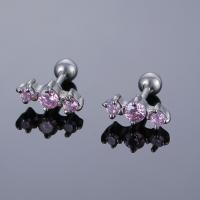 Stainless Steel Rhinestone Stud Earring, 316L Stainless Steel, plated, fashion jewelry & Unisex & with rhinestone 