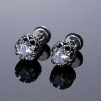 Stainless Steel Rhinestone Stud Earring, 316L Stainless Steel, plated, fashion jewelry & Unisex & with rhinestone 