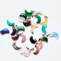 Gemstone Zinc Alloy Pendants, with Zinc Alloy, Moon 