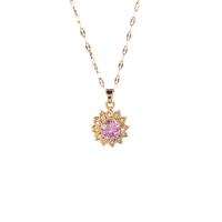 Collier de bijoux de titane, Acier titane, fleur, Placage ionique sous vide, bijoux de mode & pavé de micro zircon & pour femme, plus de couleurs à choisir cm, Vendu par PC