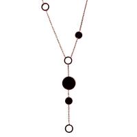 Collier de bijoux de titane, Acier titane, avec verre, Plaqué de couleur d'or rose, pour femme Environ 31.49 pouce, Vendu par PC