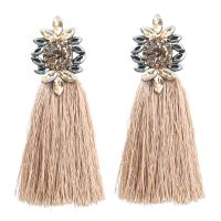 Fashion Tassel Earring, Zinc Alloy, with Polyester Yarns, fashion jewelry & for woman & with rhinestone 