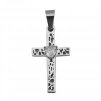 Cubic Zirconia Stainless Steel Pendant, 316L Stainless Steel, Cross, Vacuum Ion Plating, Unisex & micro pave cubic zirconia 