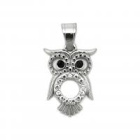 Rhinestone Stainless Steel Pendants, 316L Stainless Steel, Owl, Vacuum Ion Plating, fashion jewelry & Unisex & with rhinestone 