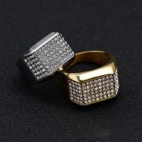 Strass Edelstahl Fingerring, 316 L Edelstahl, Vakuum-Ionen-Beschichtung, Modeschmuck & unisex & mit Strass, keine, 16mm, verkauft von PC