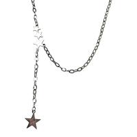 Collar de la joyería de titanio, Partículas de acero, con 5cm extender cadena, Estrella, para mujer, color original, longitud:44 cm, Vendido por UD