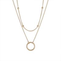 Collier de mode Multi couche, Acier titane, beignet, Plaqué d'or 14K, Double couche & pour femme & creux Environ 16-20 pouce, Vendu par PC