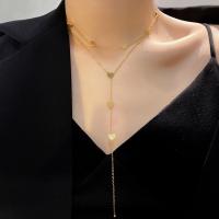 Collier de bijoux de titane, Acier titane, avec 1.77 inch chaînes de rallonge, Placage de couleur d'or, pour femme, 37cm,41cm, Vendu par PC