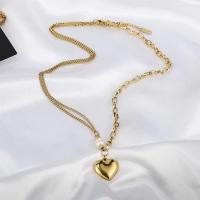 Collar de la joyería de titanio, Partículas de acero, con Perlas plásticas, chapado en color dorado, para mujer, longitud:aproximado 17.71 Inch, Vendido por UD