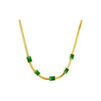 Collier de bijoux de titane, Acier titane, Placage de couleur d'or, pour femme & avec strass Environ 15.75 pouce, Vendu par PC