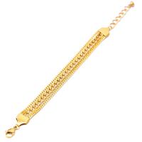 Stainless Steel Chain Bracelets, 304 Stainless Steel, with 4cm extender chain, Vacuum Ion Plating, three layers & for woman, golden, 11mm Approx 16 cm 